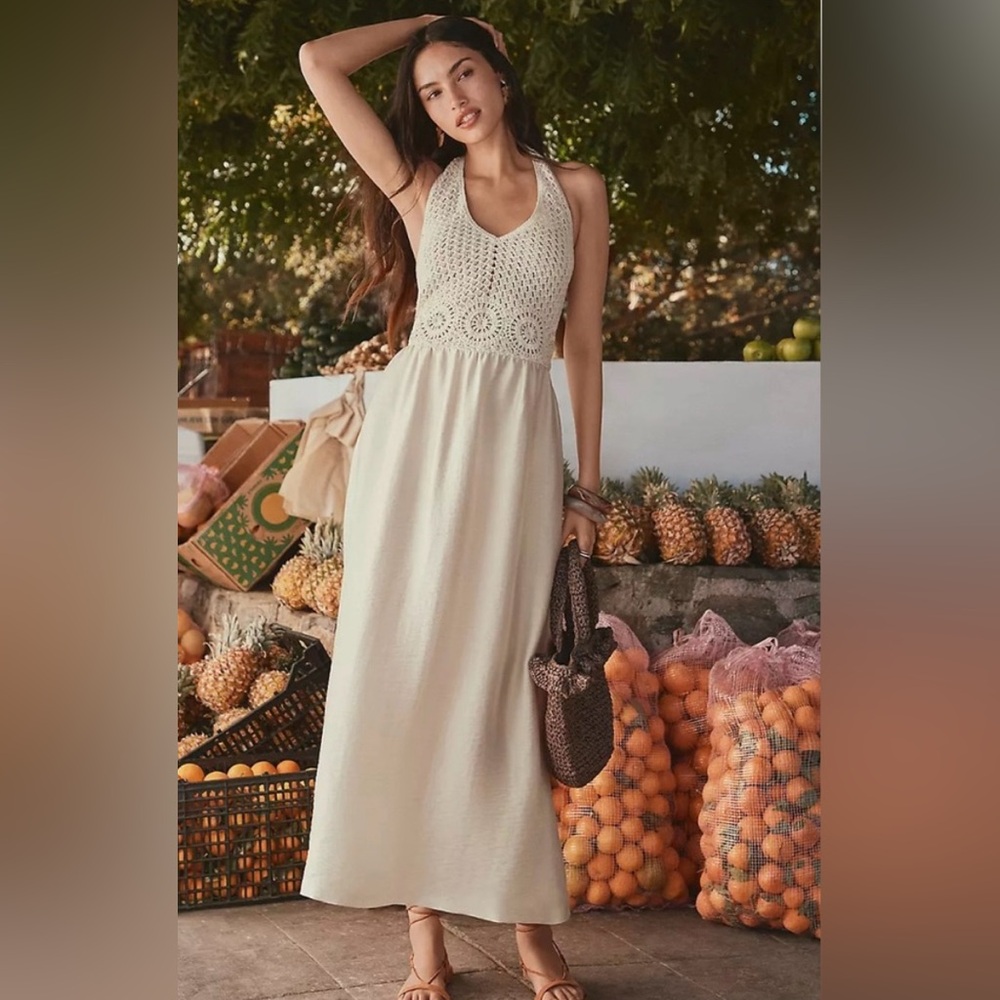 LOFT • Women's Crochet Halter Midi Dress • Size 6 • NWT